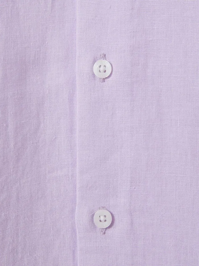 Men Reiss Shirts Ruban Linen Button Through Shirt Orchid