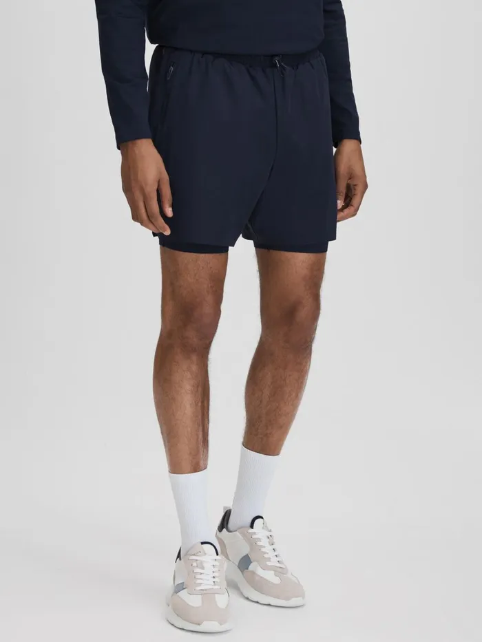 Men Reiss Shorts Robert Castore Water Repellent 2in1 Shorts Midnight Navy