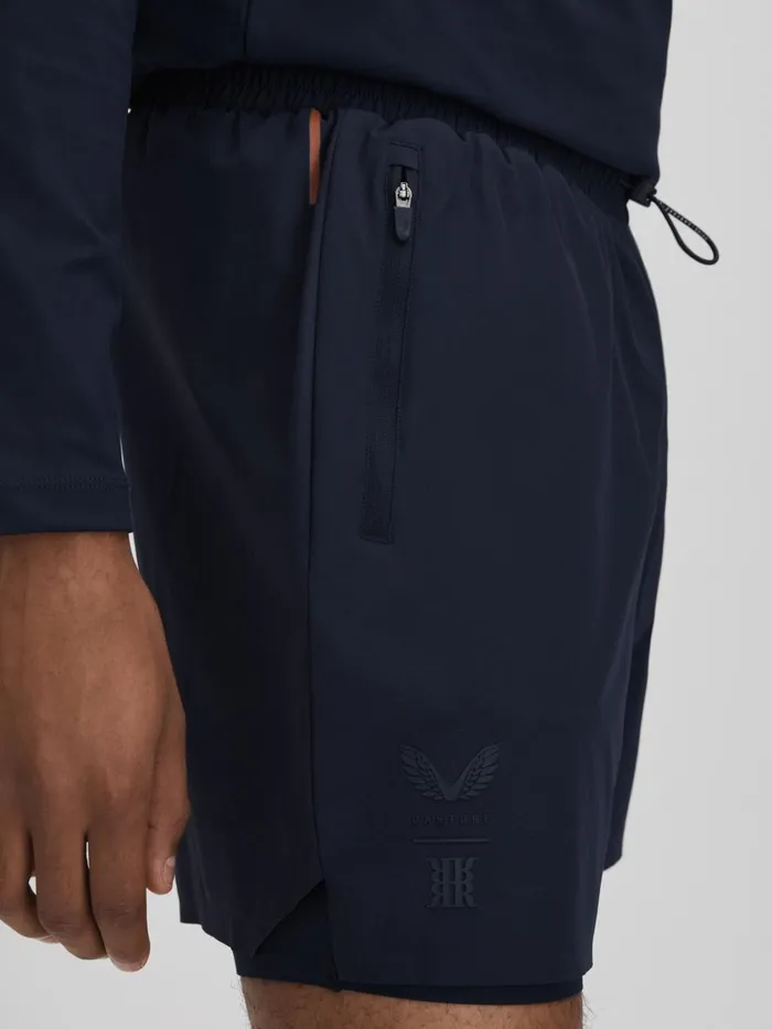 Men Reiss Shorts Robert Castore Water Repellent 2in1 Shorts Midnight Navy