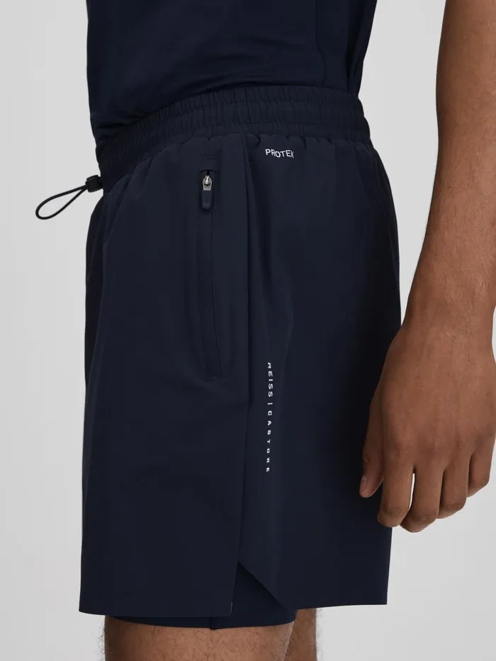 Men Reiss Shorts Robert Castore Water Repellent 2in1 Shorts Midnight Navy