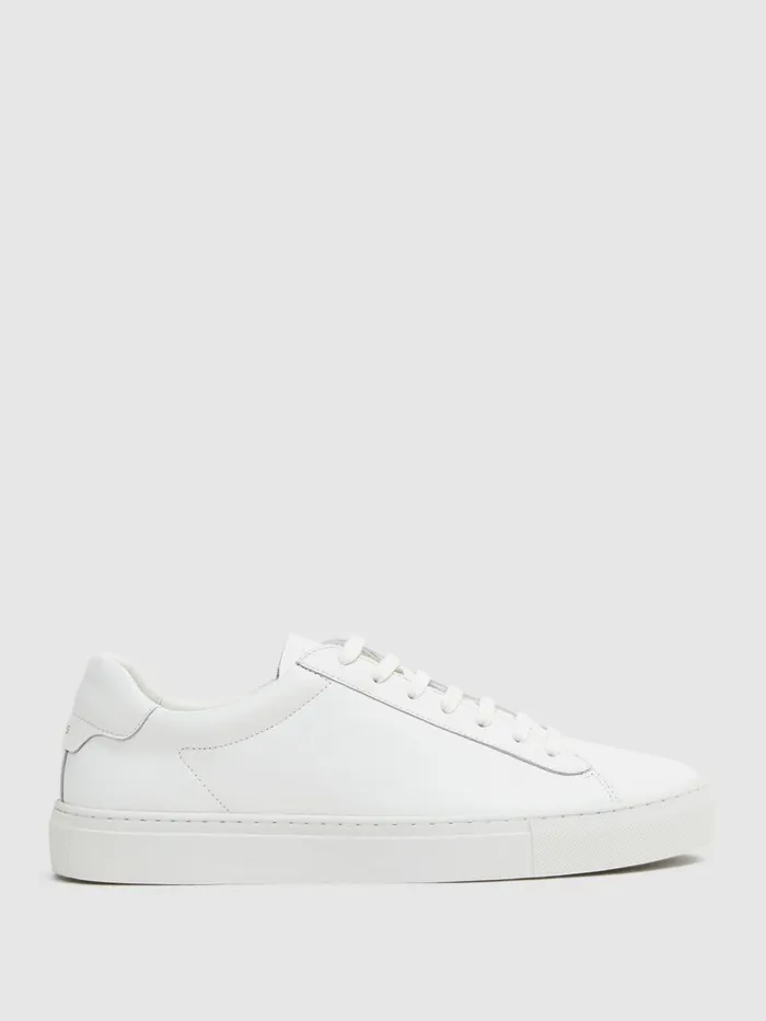 Men Reiss Sneakers Finley Leather Trainers White