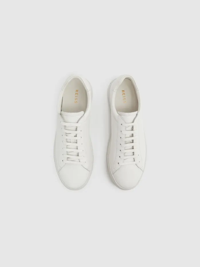 Men Reiss Sneakers Finley Leather Trainers White