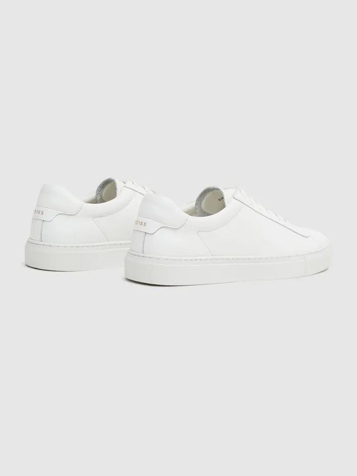 Men Reiss Sneakers Finley Leather Trainers White