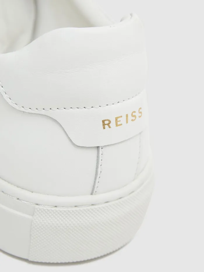 Men Reiss Sneakers Finley Leather Trainers White