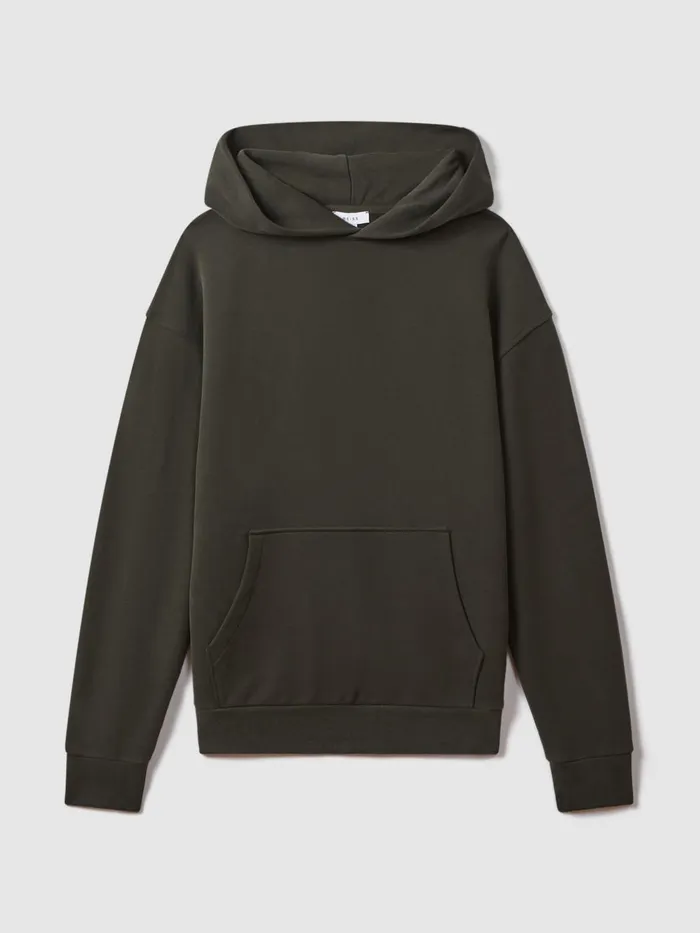 Men Reiss Sweats Hoodies and Joggers Alexander Casual Fit Cotton Hoodie Khaki