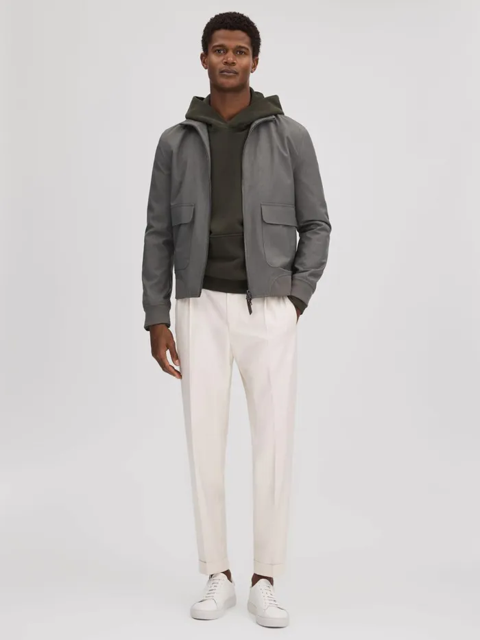 Men Reiss Sweats Hoodies and Joggers Alexander Casual Fit Cotton Hoodie Khaki