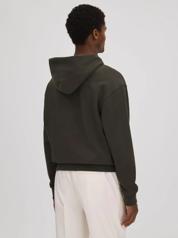 Men Reiss Sweats Hoodies and Joggers Alexander Casual Fit Cotton Hoodie Khaki