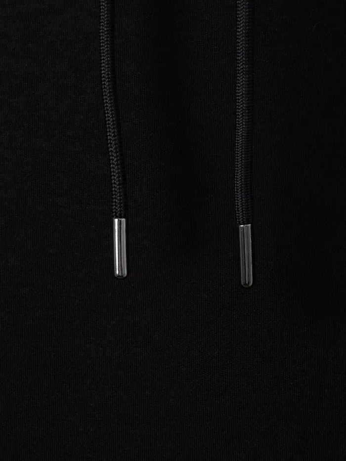 Men Reiss Sweats Hoodies and Joggers Fabien Interlock Jersey Drawstring Hoodie Black