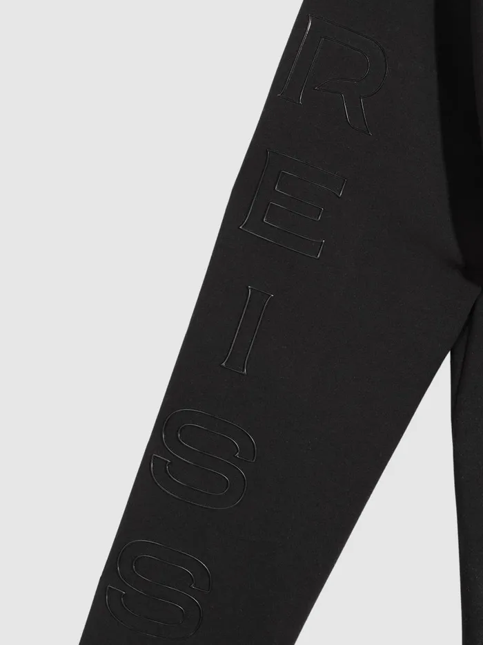 Men Reiss Sweats Hoodies and Joggers Williams Interlock Jersey HalfZip Funnel Neck Jumper Black