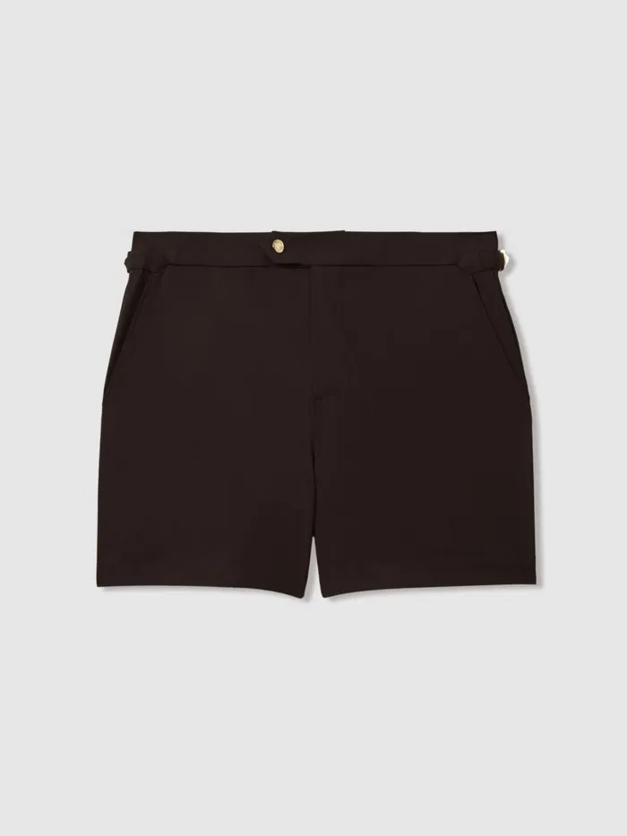 Men Reiss Swimwear Sun Side Adjuster Swim Shorts Chocolate