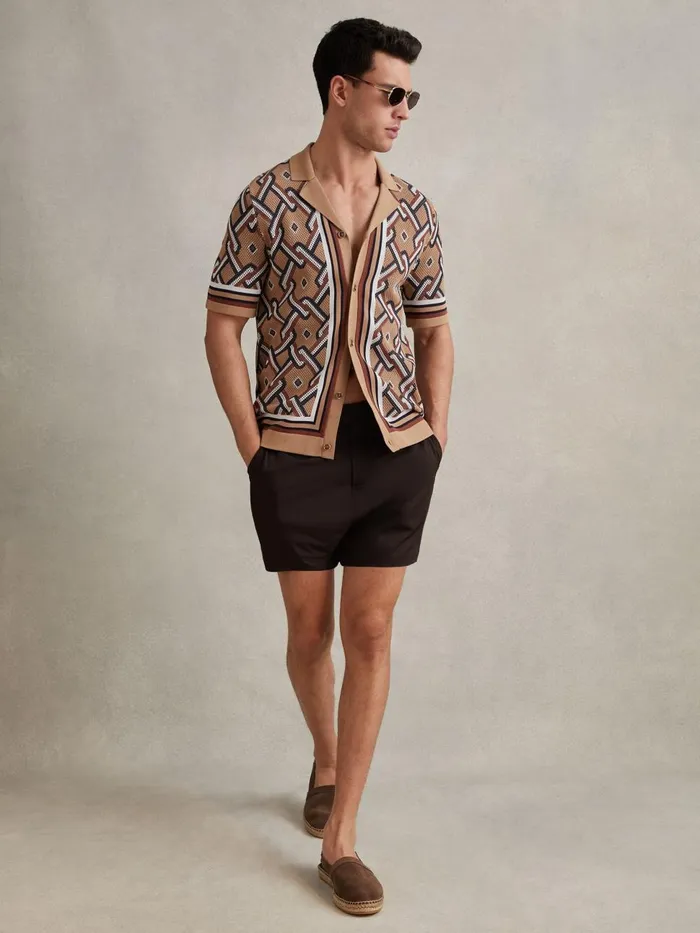 Men Reiss Swimwear Sun Side Adjuster Swim Shorts Chocolate