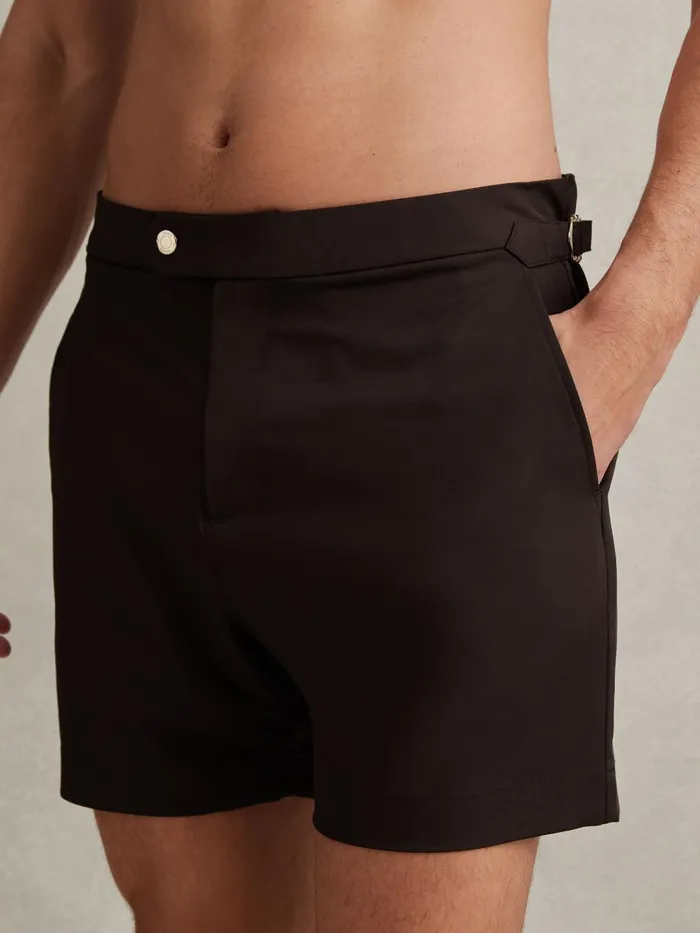 Men Reiss Swimwear Sun Side Adjuster Swim Shorts Chocolate