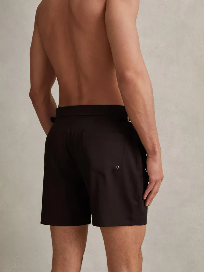 Men Reiss Swimwear Sun Side Adjuster Swim Shorts Chocolate