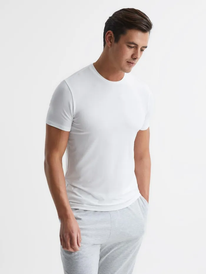 Men Reiss TShirts Aspen Crew Neck Mercerised Cotton Jersey TShirt White
