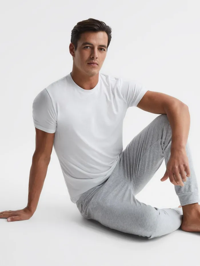 Men Reiss TShirts Aspen Crew Neck Mercerised Cotton Jersey TShirt White