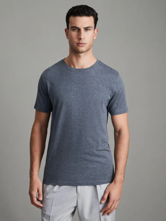 Men Reiss TShirts Bless Marl Crew Neck TShirt Airforce Blue Melange