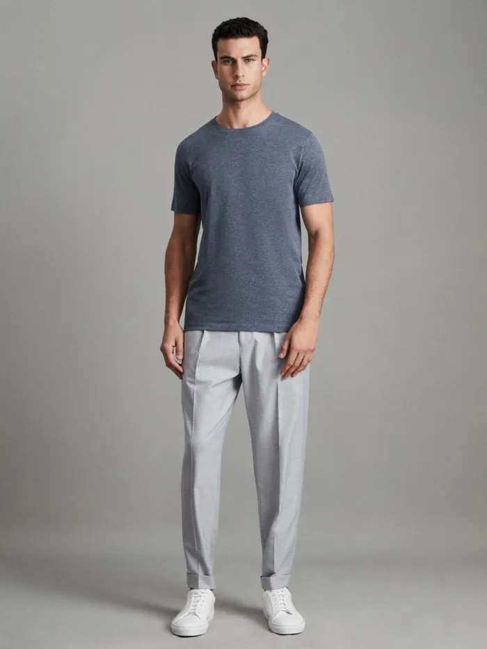 Men Reiss TShirts Bless Marl Crew Neck TShirt Airforce Blue Melange