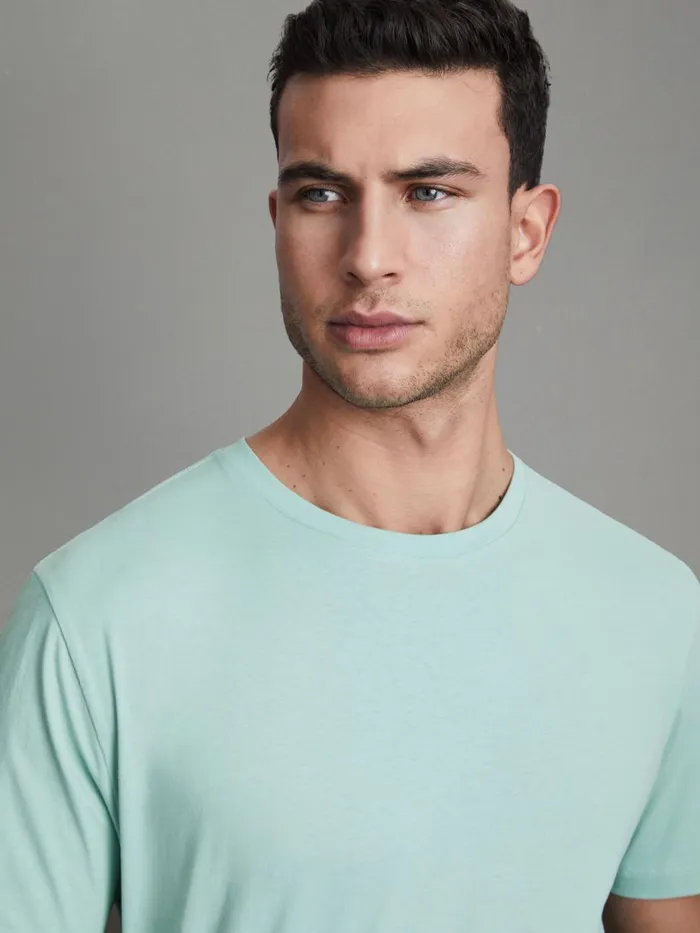 Men Reiss TShirts Bless Marl Crew Neck TShirt Ocean Green