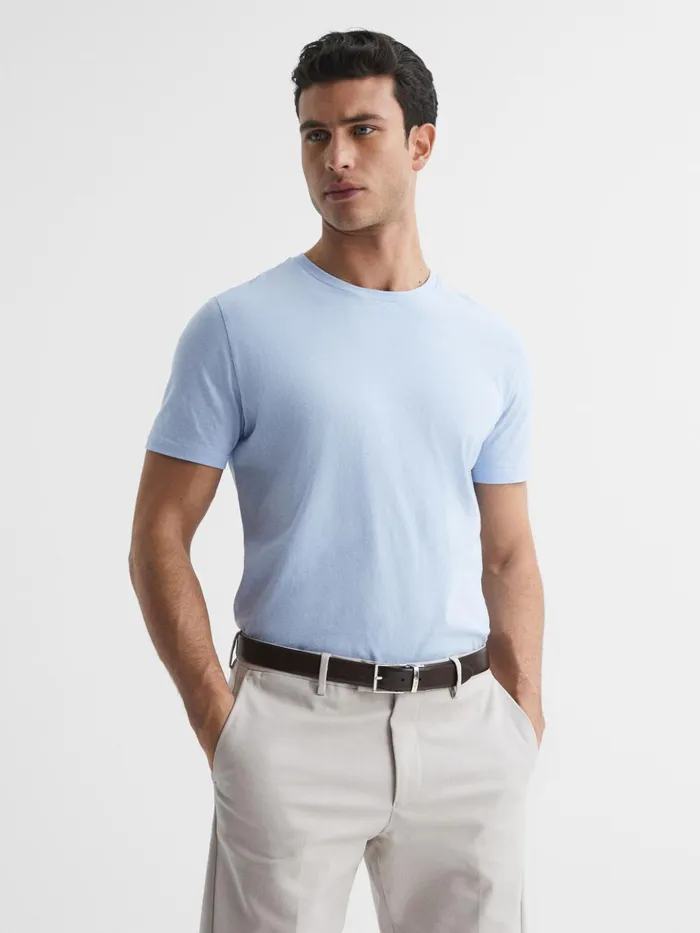 Men Reiss TShirts Bless Marl Crew Neck TShirt Soft Blue