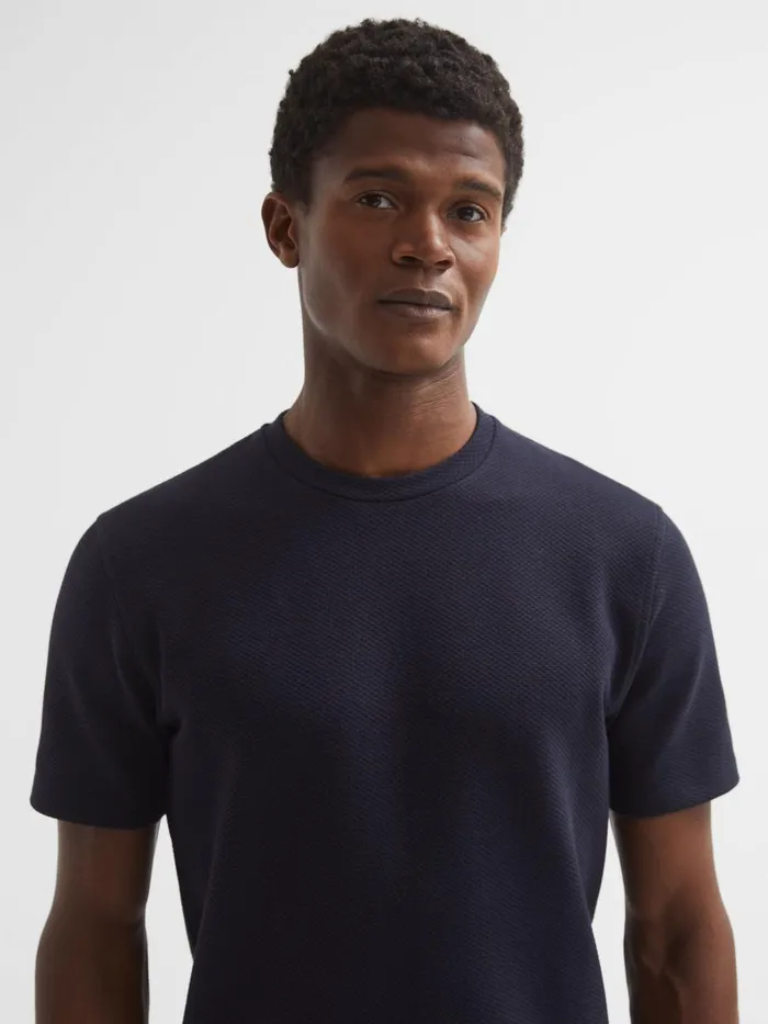 Men Reiss TShirts Cooper Slim Fit Honeycomb TShirt Navy