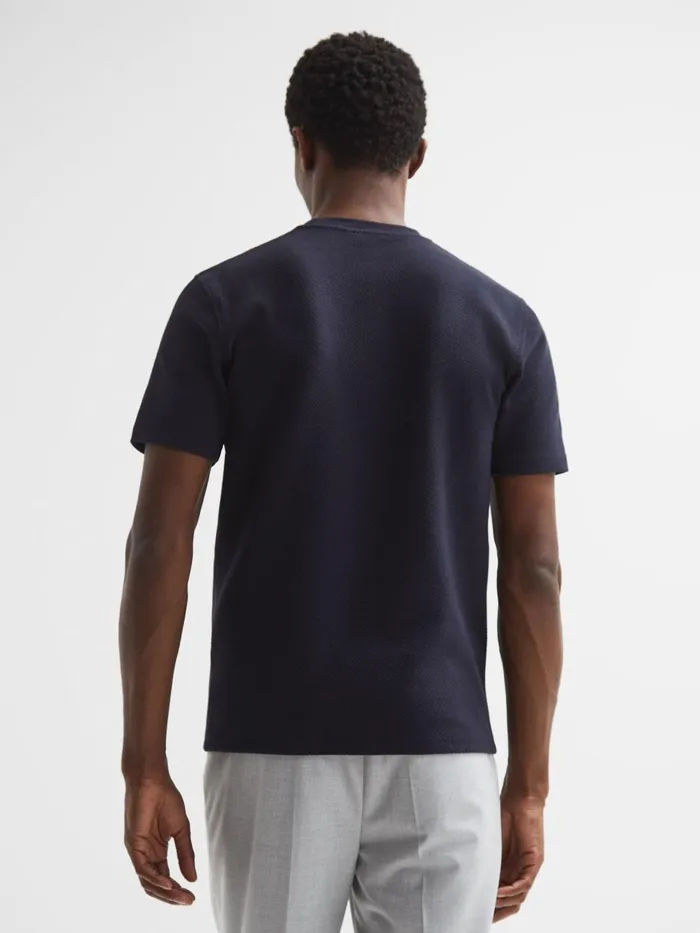 Men Reiss TShirts Cooper Slim Fit Honeycomb TShirt Navy
