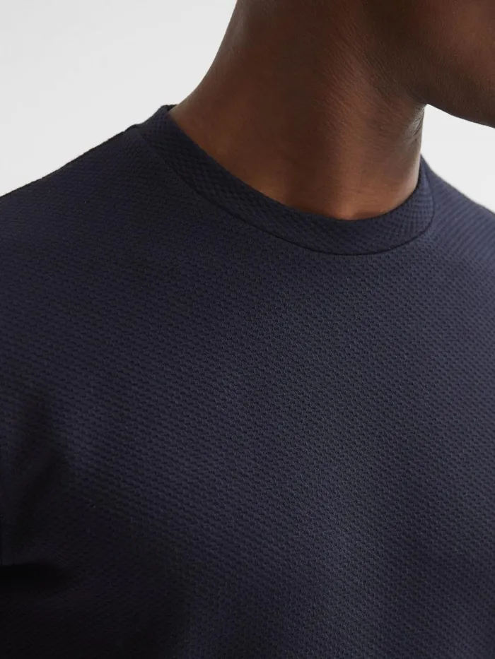 Men Reiss TShirts Cooper Slim Fit Honeycomb TShirt Navy