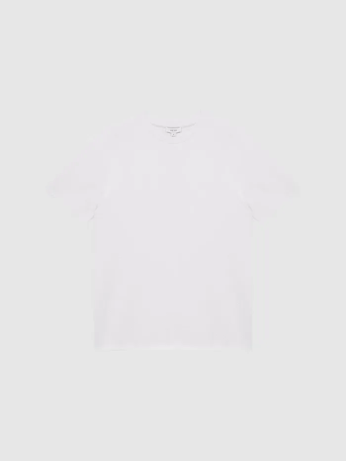 Men Reiss TShirts Cooper Slim Fit Honeycomb TShirt White