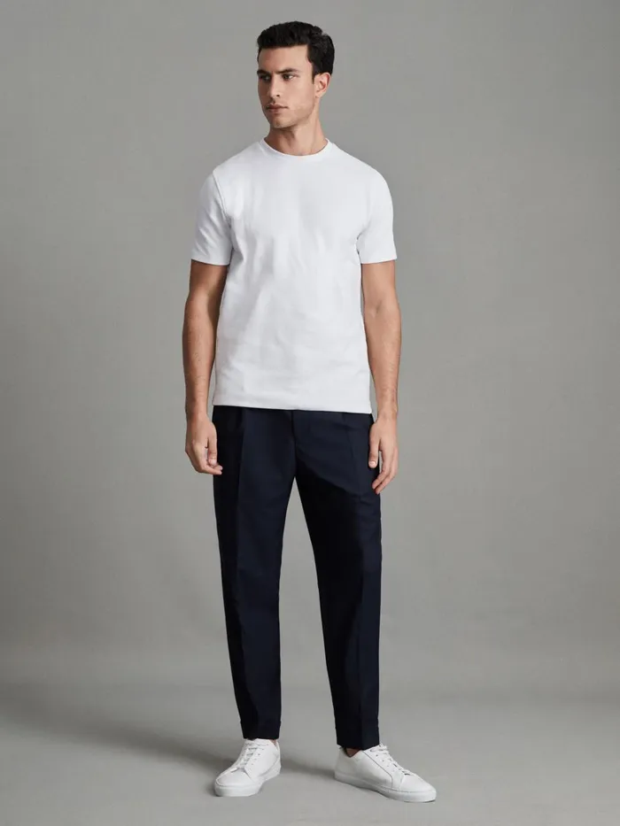 Men Reiss TShirts Cooper Slim Fit Honeycomb TShirt White
