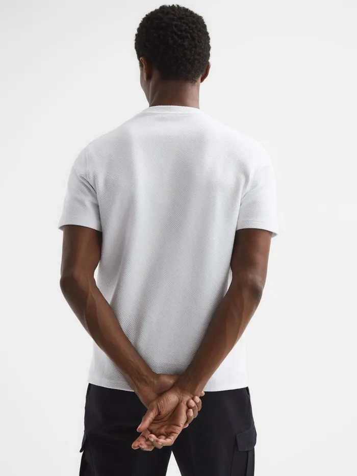 Men Reiss TShirts Cooper Slim Fit Honeycomb TShirt White