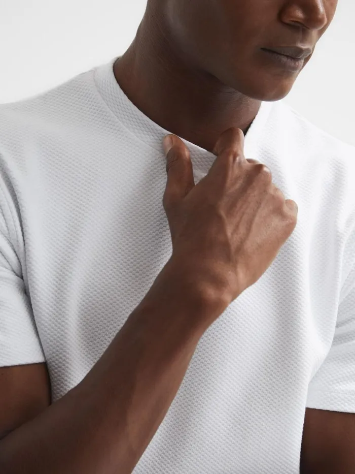 Men Reiss TShirts Cooper Slim Fit Honeycomb TShirt White