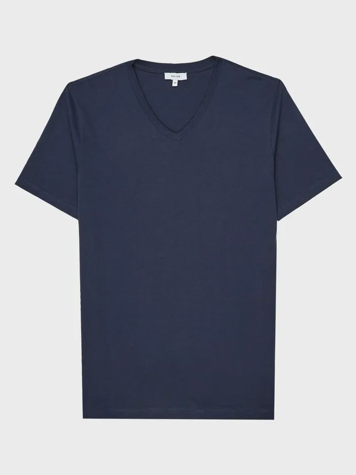 Men Reiss TShirts Dayton Cotton VNeck TShirt Airforce Blue