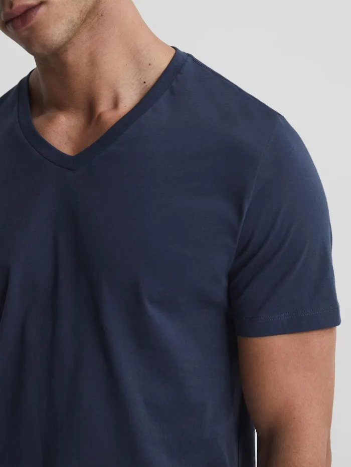 Men Reiss TShirts Dayton Cotton VNeck TShirt Airforce Blue
