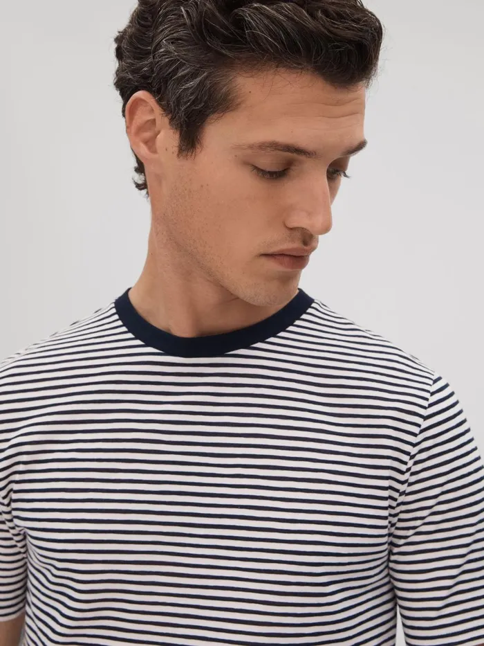 Men Reiss TShirts Keats Striped Crew Neck TShirt Navywhite