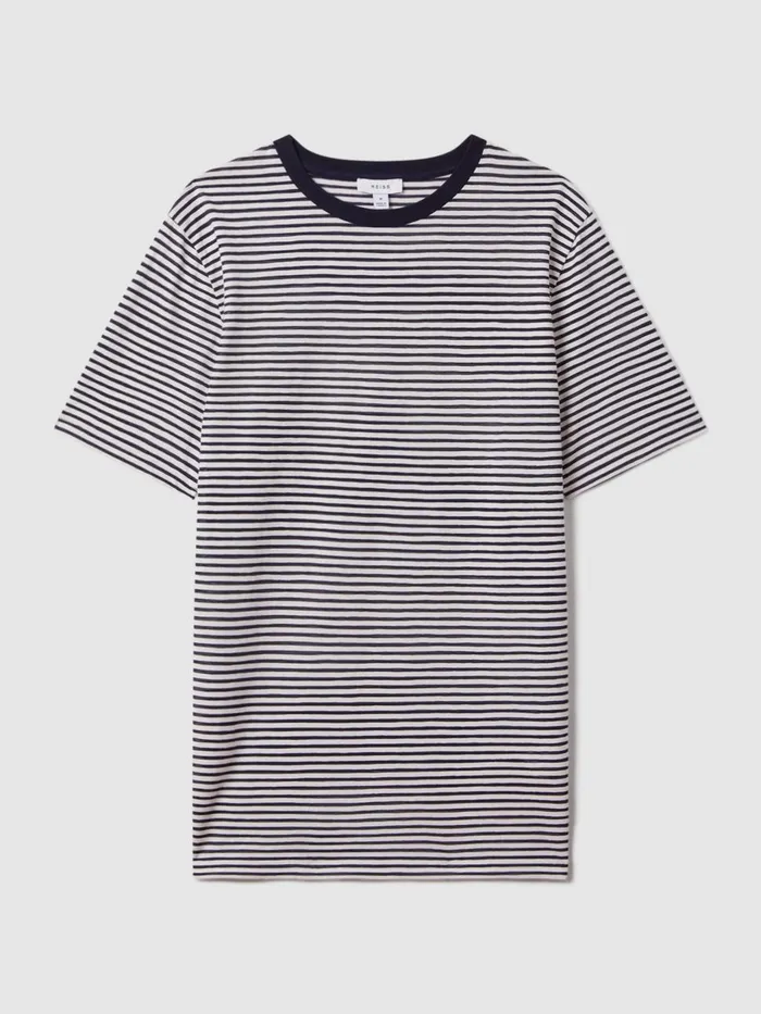 Men Reiss TShirts Keats Striped Crew Neck TShirt Navywhite