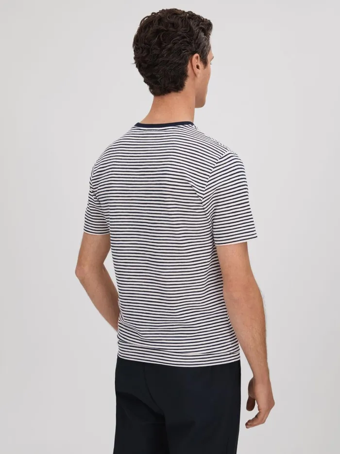 Men Reiss TShirts Keats Striped Crew Neck TShirt Navywhite