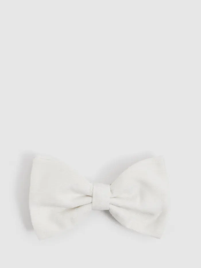 Men Reiss Ties and Pocket Squares Ecru Padua Silk Blend Textured Bow Tie Ecru