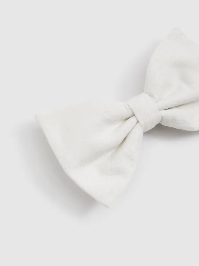 Men Reiss Ties and Pocket Squares Ecru Padua Silk Blend Textured Bow Tie Ecru