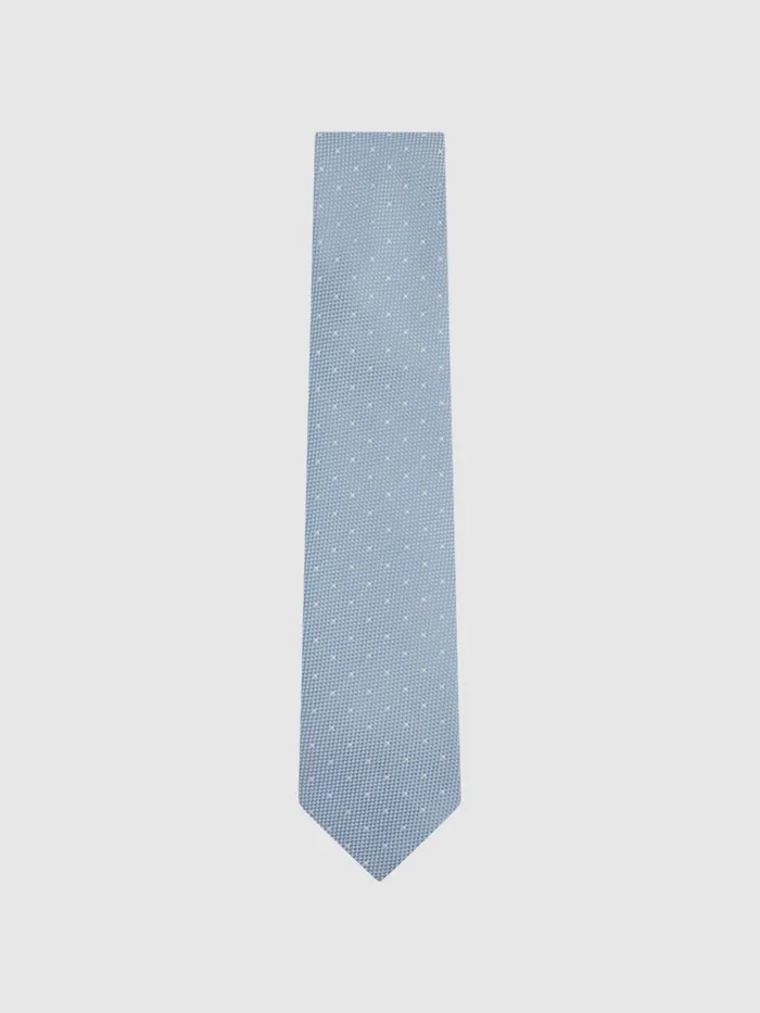 Men Reiss Ties and Pocket Squares Liam Silk Polka Dot Tie Soft Blue