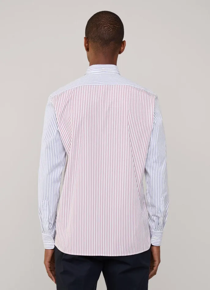 Men Shirts Faonnable Regular Fit Fine Striped Poplin Shirt Poster Red