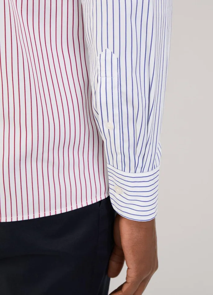 Men Shirts Faonnable Regular Fit Fine Striped Poplin Shirt Poster Red