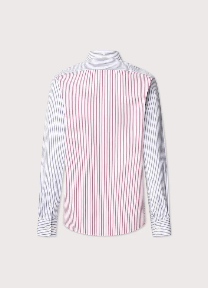 Men Shirts Faonnable Regular Fit Fine Striped Poplin Shirt Poster Red