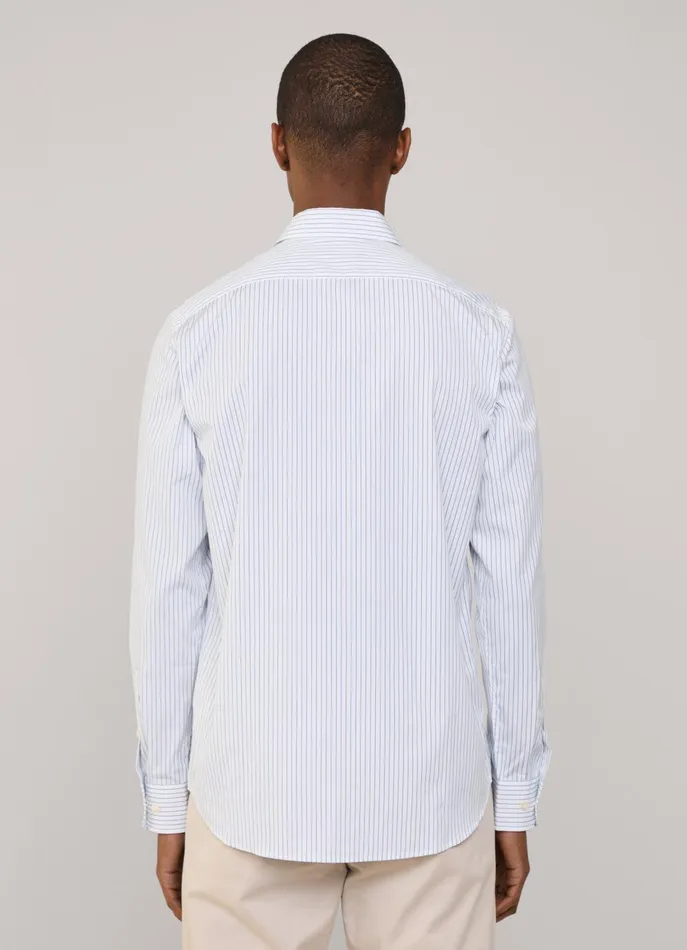 Men Shirts Faonnable Regular Fit Fine Striped Poplin Shirt Regal Blue