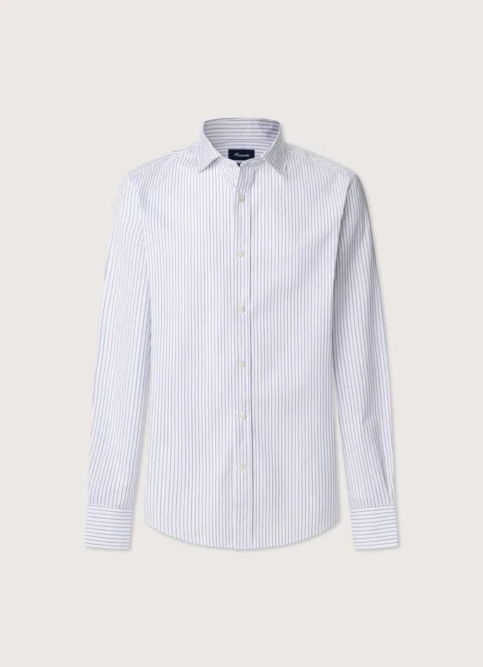 Men Shirts Faonnable Regular Fit Fine Striped Poplin Shirt Regal Blue