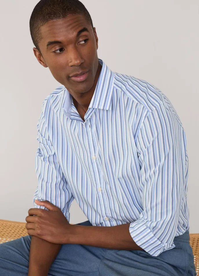 Men Shirts Faonnable Regular Fit Striped Shirt Horizon Blue