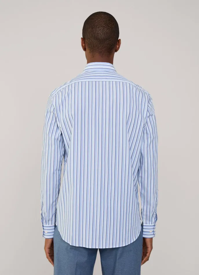 Men Shirts Faonnable Regular Fit Striped Shirt Horizon Blue