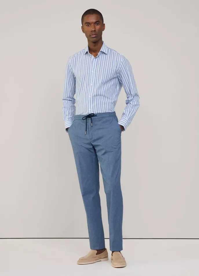 Men Shirts Faonnable Regular Fit Striped Shirt Horizon Blue