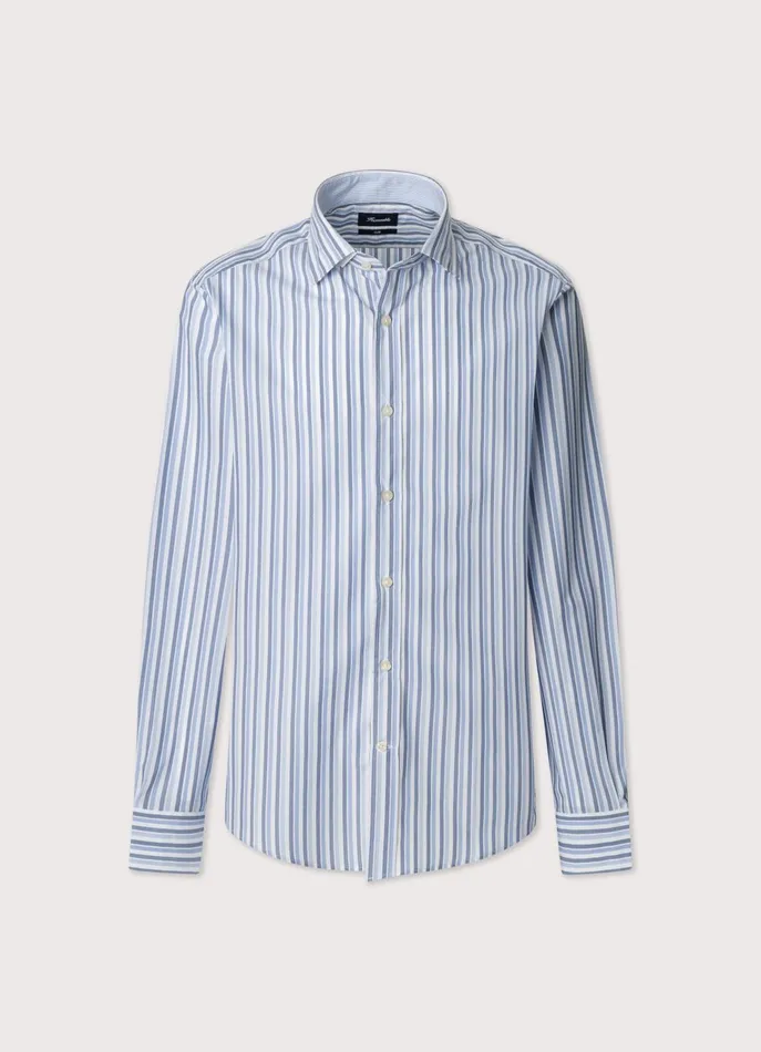 Men Shirts Faonnable Regular Fit Striped Shirt Horizon Blue