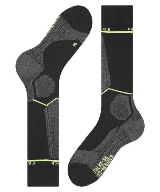 Men SK Compression Wool Men Skiing Kneehigh Socks Black FALKE Ski Socks