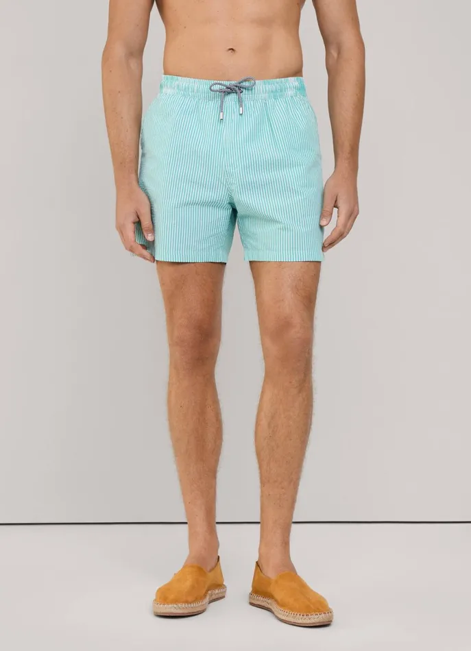 Men Swimwear Faonnable Striped Seersucker Swim Shorts Meadow Blue