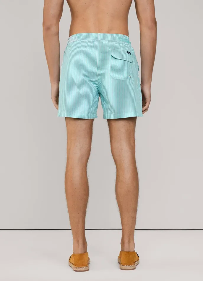Men Swimwear Faonnable Striped Seersucker Swim Shorts Meadow Blue